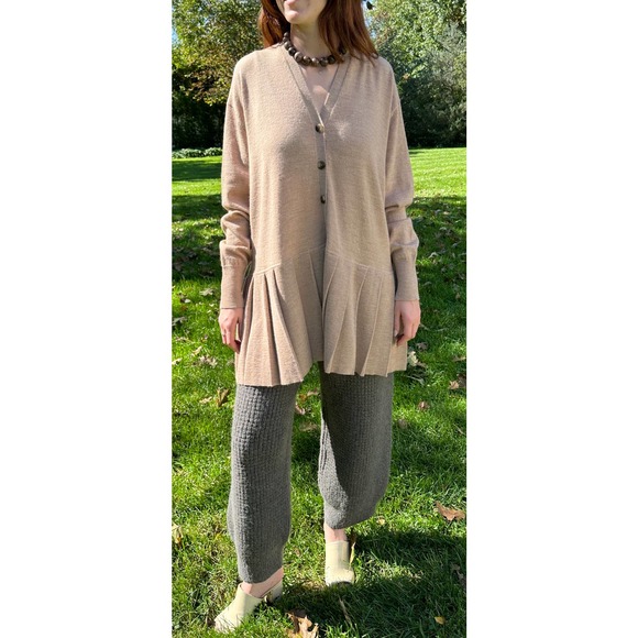 Lauren Manoogian OS One Size Pleat Cardigan Camel Wool Baby Alpaca NWT - Picture 7 of 16